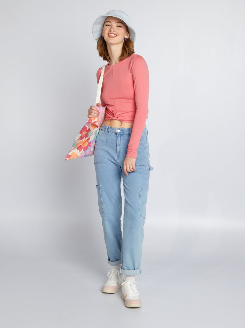 T-shirt cropped rosa - Kiabi