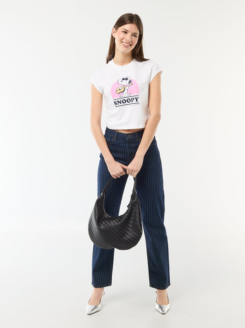 T-shirt cropped 'Snoopy' a maniche corte Bianco - Kiabi