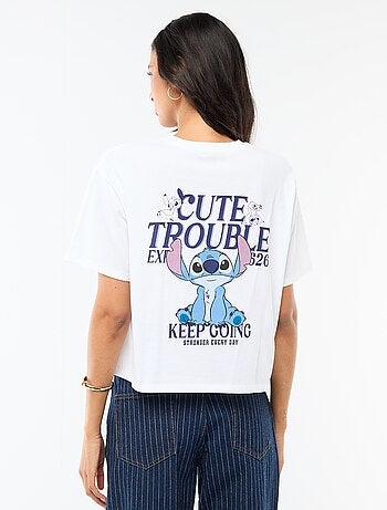 T-shirt cropped "Stitch" a maniche corte