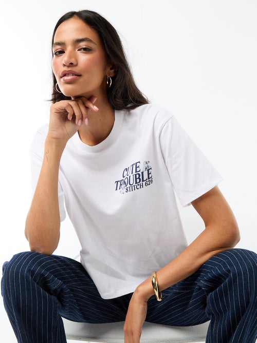 T-shirt cropped "Stitch" a maniche corte - Kiabi
