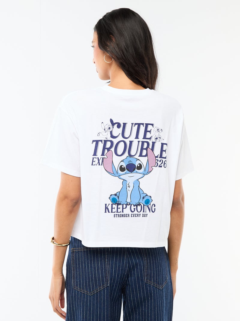 T-shirt cropped "Stitch" a maniche corte Bianco - Kiabi
