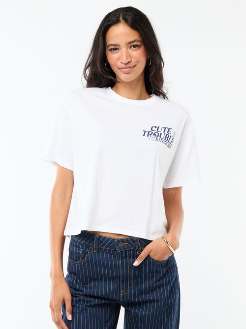 T-shirt cropped "Stitch" a maniche corte - Kiabi