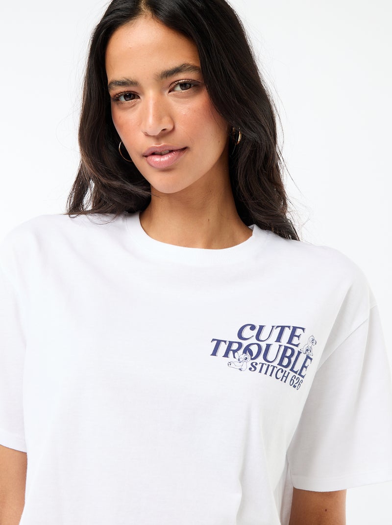 T-shirt cropped "Stitch" a maniche corte Bianco - Kiabi