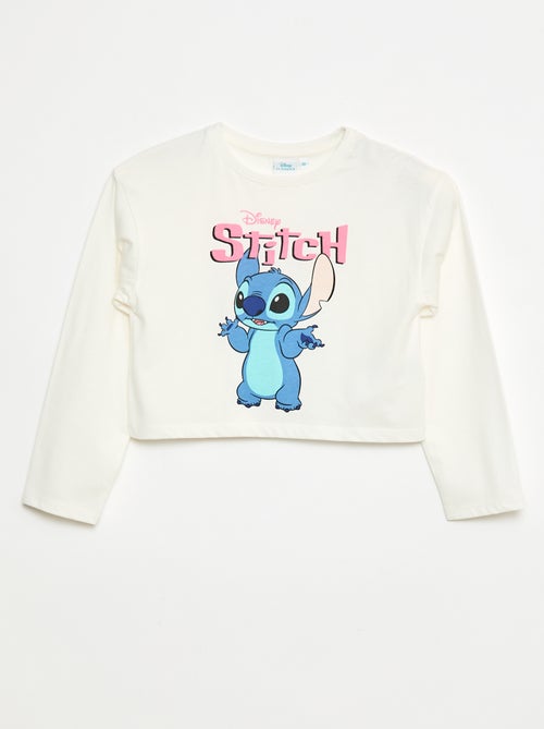T-shirt cropped 'Stitch' a maniche lunghe e collo rotondo - Kiabi