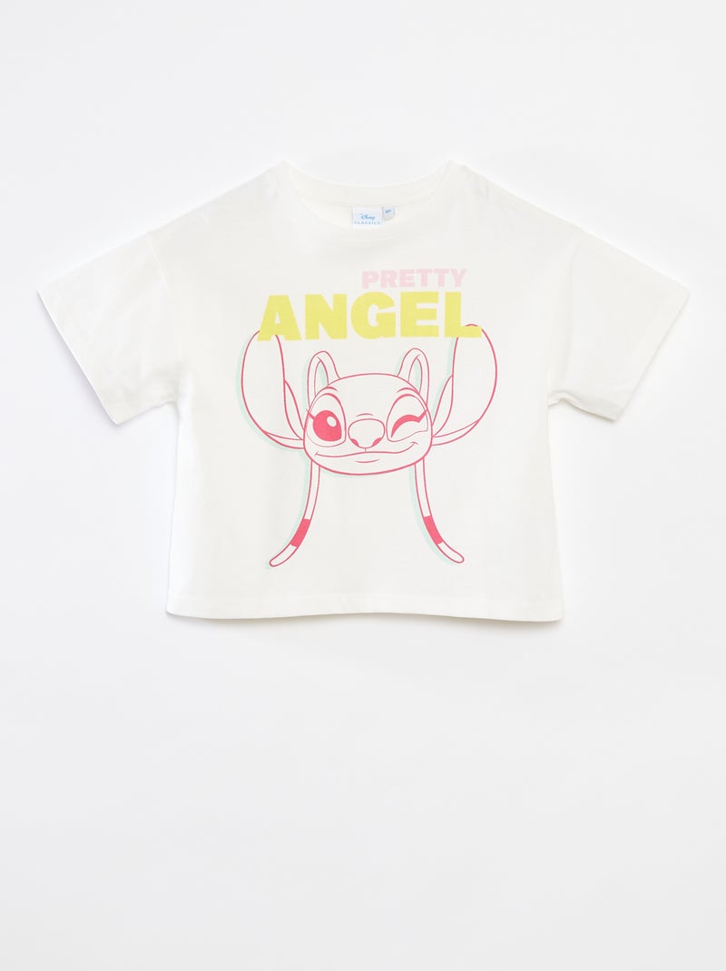 T-shirt cropped 'Stitch' Bianco - Kiabi