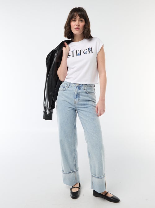 T-shirt cropped "Stitch" - Kiabi