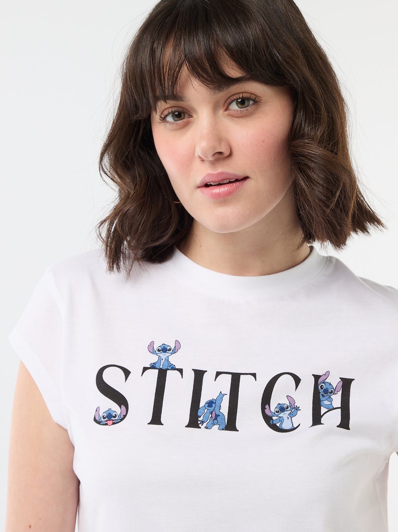T-shirt cropped "Stitch" Bianco - Kiabi