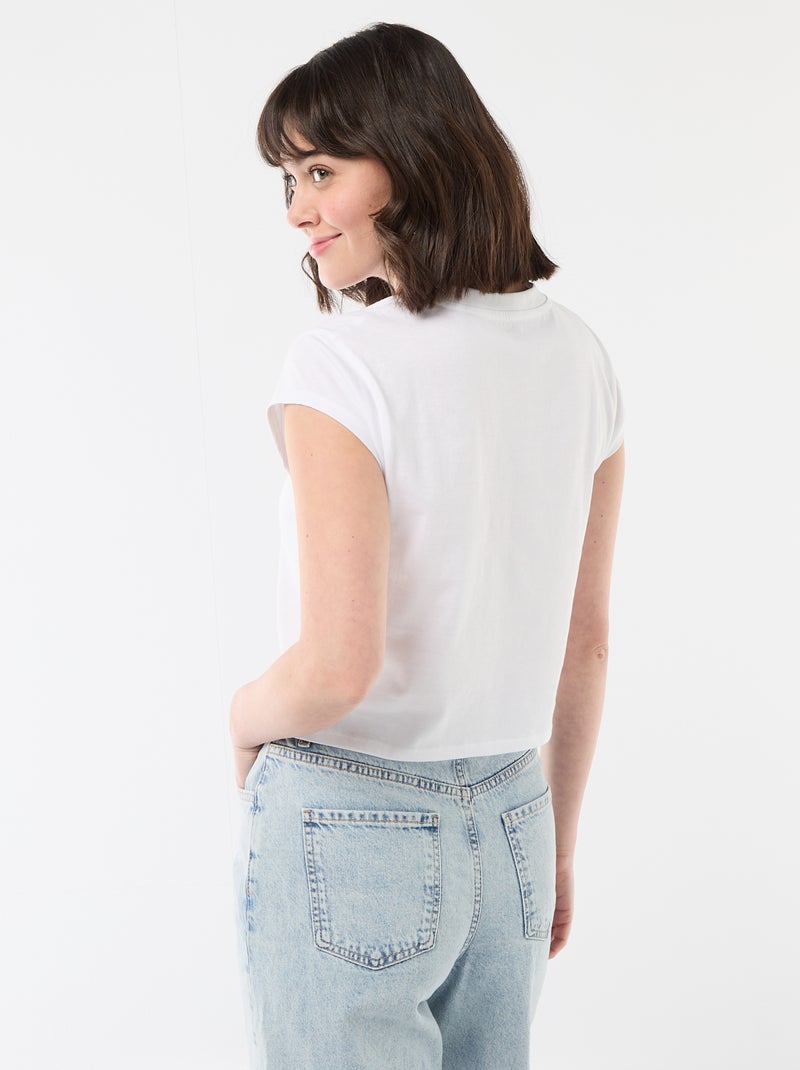 T-shirt cropped "Stitch" Bianco - Kiabi