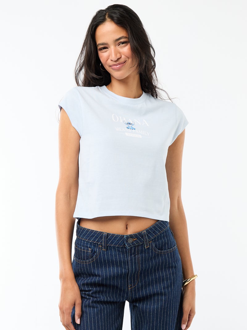 T-shirt cropped 'Stitch' Blu - Kiabi