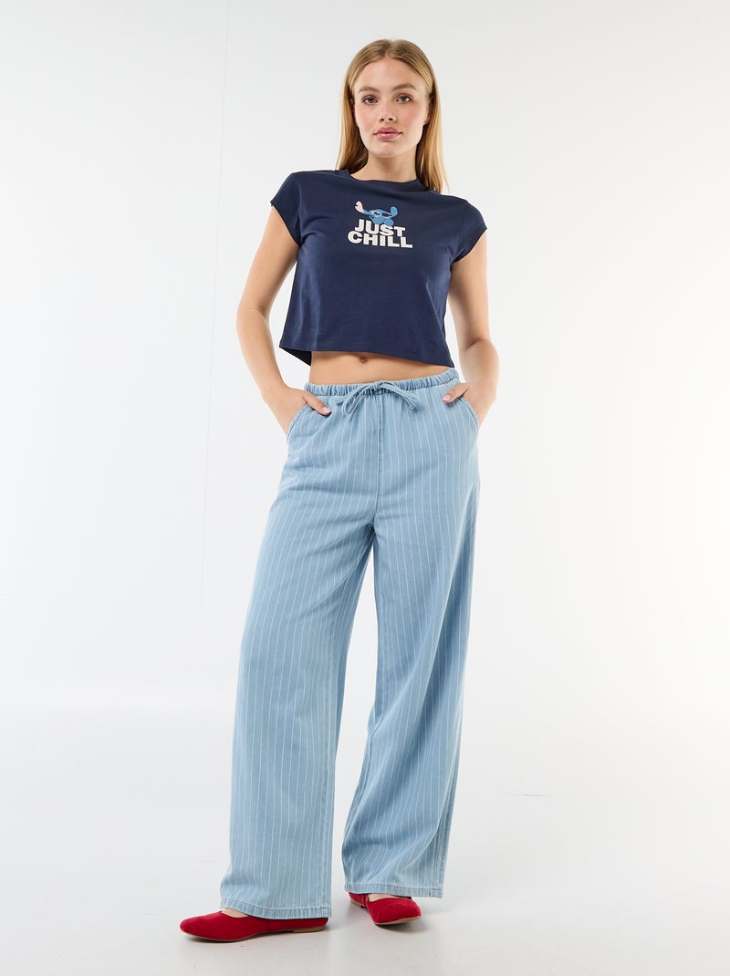 T-shirt cropped 'Stitch' 'Disney' Blu - Kiabi