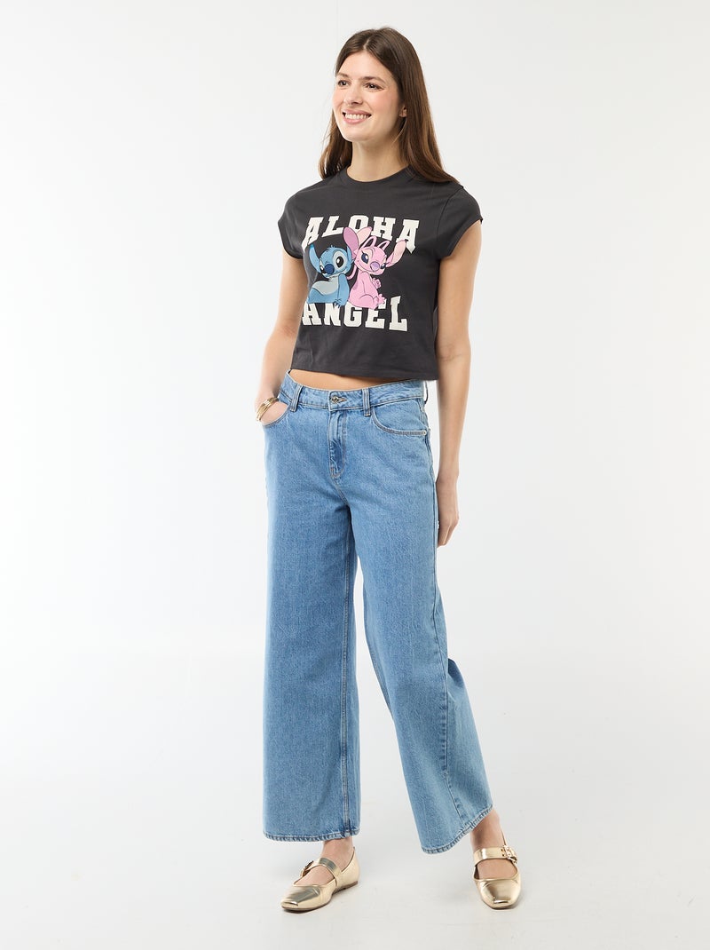 T-shirt cropped "Stitch" Nero - Kiabi