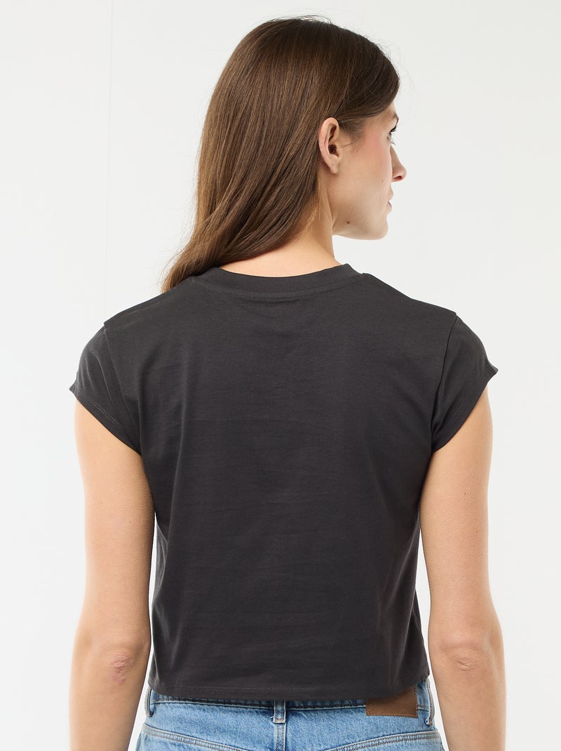 T-shirt cropped "Stitch" Nero - Kiabi