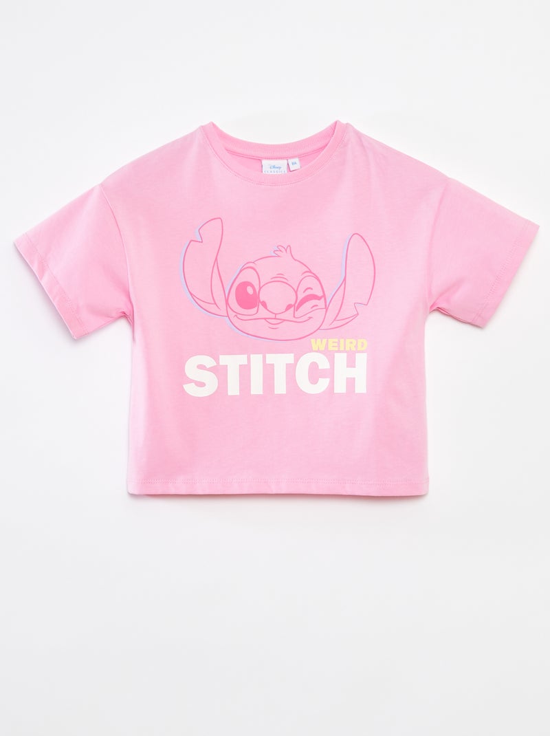 T-shirt cropped 'Stitch' Rosa - Kiabi
