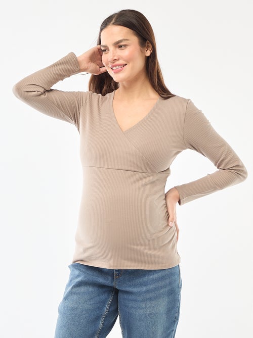 T-shirt da allattamento a costine - Kiabi