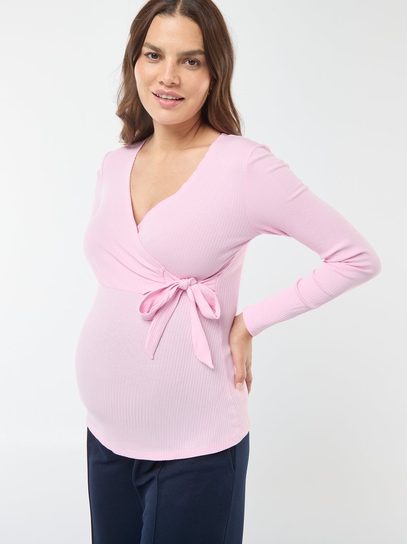 T-shirt da allattamento incrociata davanti Rosa - Kiabi