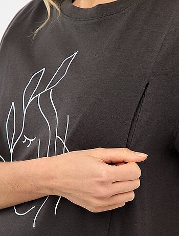 T-shirt allattamento a maniche corte con stampa
