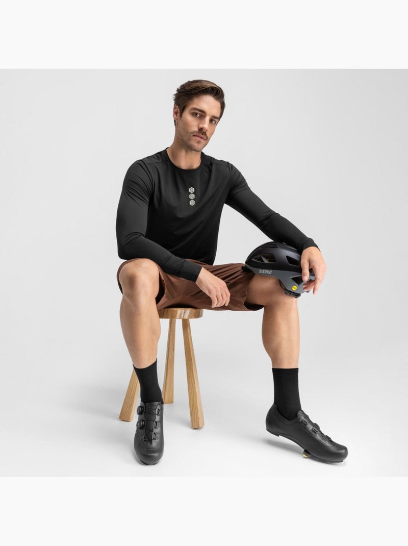 T-shirt da ciclismo gravel a maniche lunghe da uomo ciclismo uomo rubra Nero - Kiabi