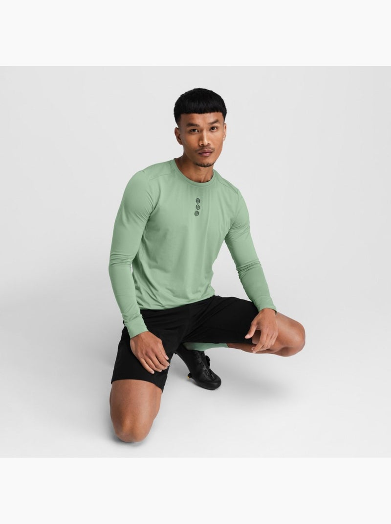 T-shirt da ciclismo gravel a maniche lunghe da uomo ciclismo uomo spruce Verde - Kiabi