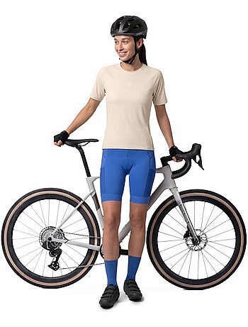 T-shirt da ciclismo gravel donna donna linden-w sand