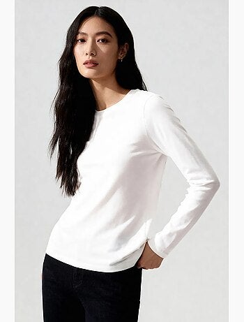 T-shirt da donna a maniche lunghe con girocollo tommy