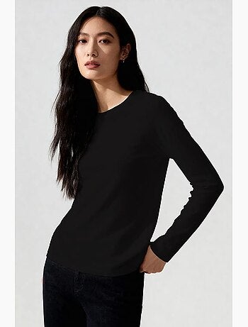 T-shirt da donna a maniche lunghe con girocollo tommy