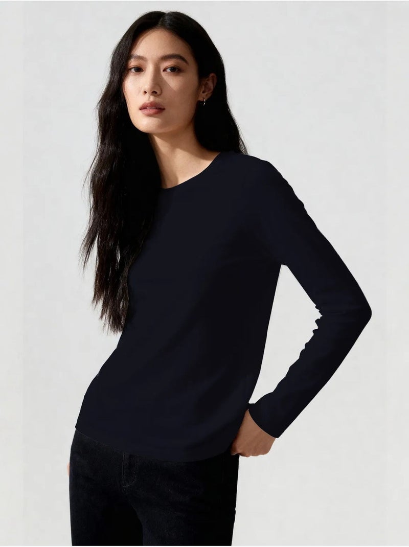 T-shirt da donna a maniche lunghe con girocollo tommy Grigio chiaro - Kiabi