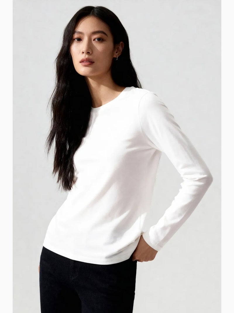 T-shirt da donna a maniche lunghe con girocollo tommy Grigio chiaro - Kiabi