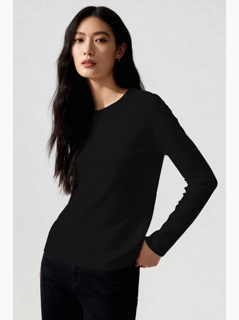 T-shirt da donna a maniche lunghe con girocollo tommy Grigio chiaro - Kiabi