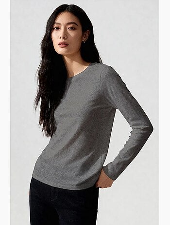 T-shirt da donna a maniche lunghe con girocollo tommy