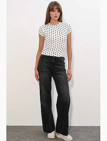 T-shirt da donna a pois slim fit con scollo rotondo bdart