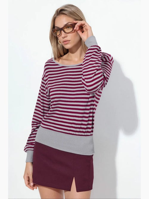 T-shirt da donna a righe a maniche lunghe a coste busem - Kiabi