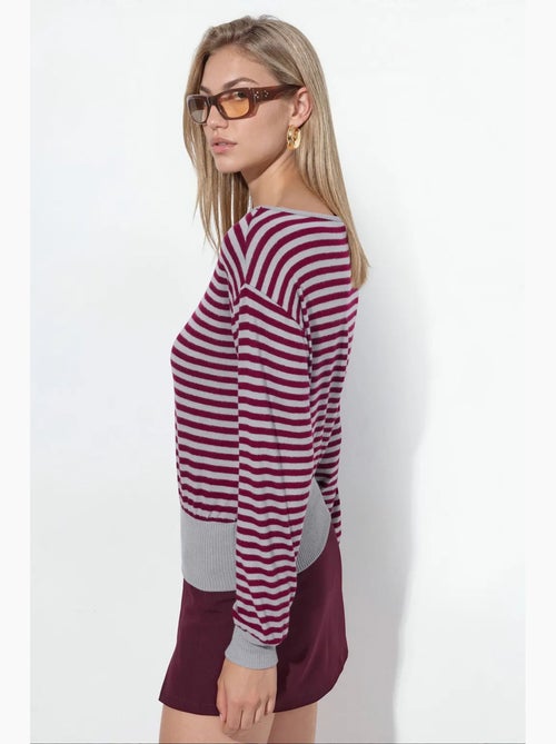 T-shirt da donna a righe a maniche lunghe a coste busem - Kiabi