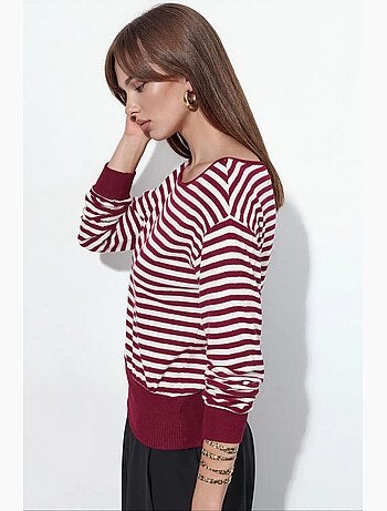 T-shirt da donna a righe a maniche lunghe a coste busem