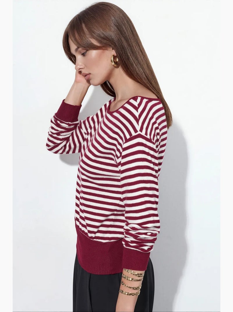 T-shirt da donna a righe a maniche lunghe a coste busem Rosso bordeaux - Kiabi
