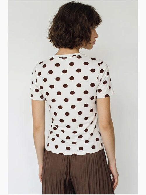 T-shirt da donna aderente a pois con scollo a girocollo lucci - Kiabi