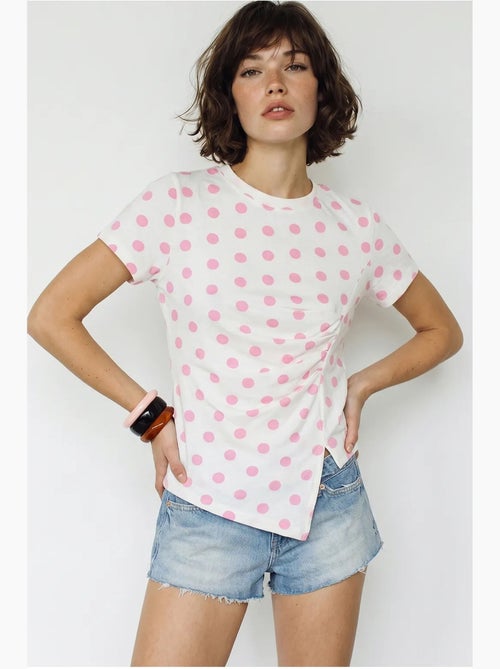 T-shirt da donna aderente a pois con scollo a girocollo lucci - Kiabi T-shirt da donna aderente a pois con scollo a girocollo lucci - Kiabi