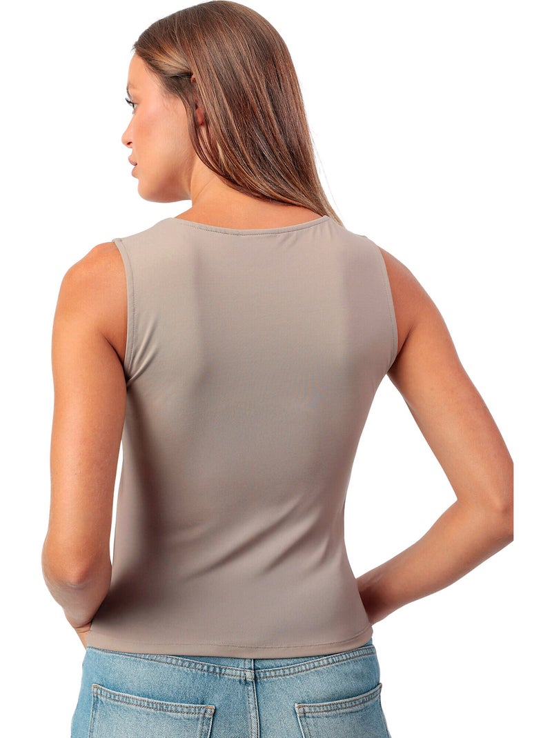 T-shirt da donna ADMAS senza maniche, tinta unita, con scollo quadrato. Beige - Kiabi