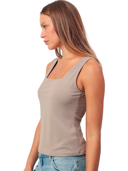 T-shirt da donna ADMAS senza maniche, tinta unita, con scollo quadrato. - Kiabi
