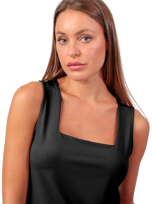 T-shirt da donna ADMAS senza maniche, tinta unita, con scollo quadrato. - Kiabi