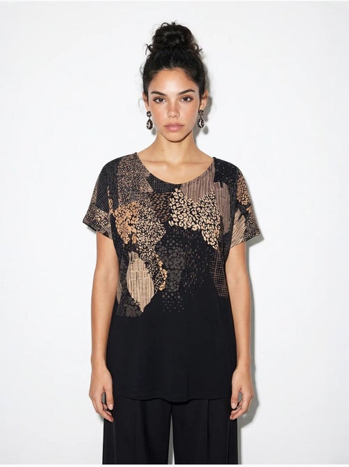 T-shirt da donna con stampa astratta e scollo a v lucci - Kiabi
