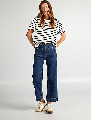 T-shirt da donna in cotone a girocollo e maniche corte