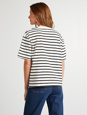 T-shirt da donna in cotone a girocollo e maniche corte