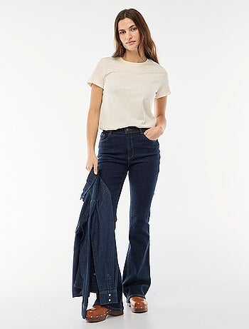 T-shirt da donna in cotone a girocollo e maniche corte