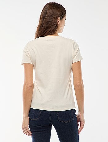 T-shirt da donna in cotone a girocollo e maniche corte