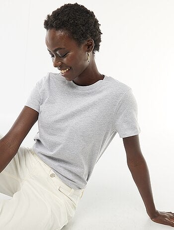 T-shirt da donna in cotone a girocollo e maniche corte