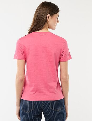 T-shirt da donna in cotone a girocollo e maniche corte