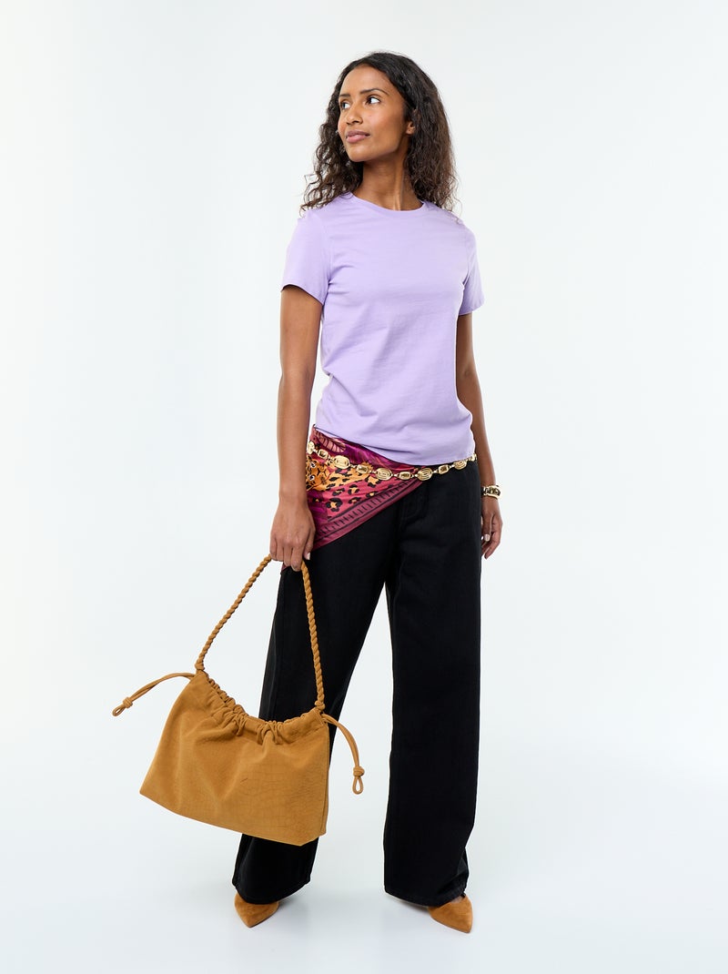 T-shirt da donna in cotone a girocollo e maniche corte Viola - Kiabi