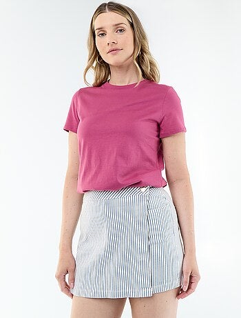T-shirt da donna in cotone a girocollo e maniche corte