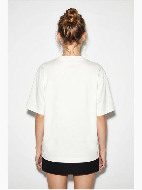 T-shirt da donna in cotone con scollo a barca e stampa lucci - Kiabi