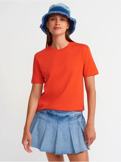 T-shirt da donna in cotone con scollo a girocollo dilvin - Kiabi T-shirt da donna in cotone con scollo a girocollo dilvin - Kiabi